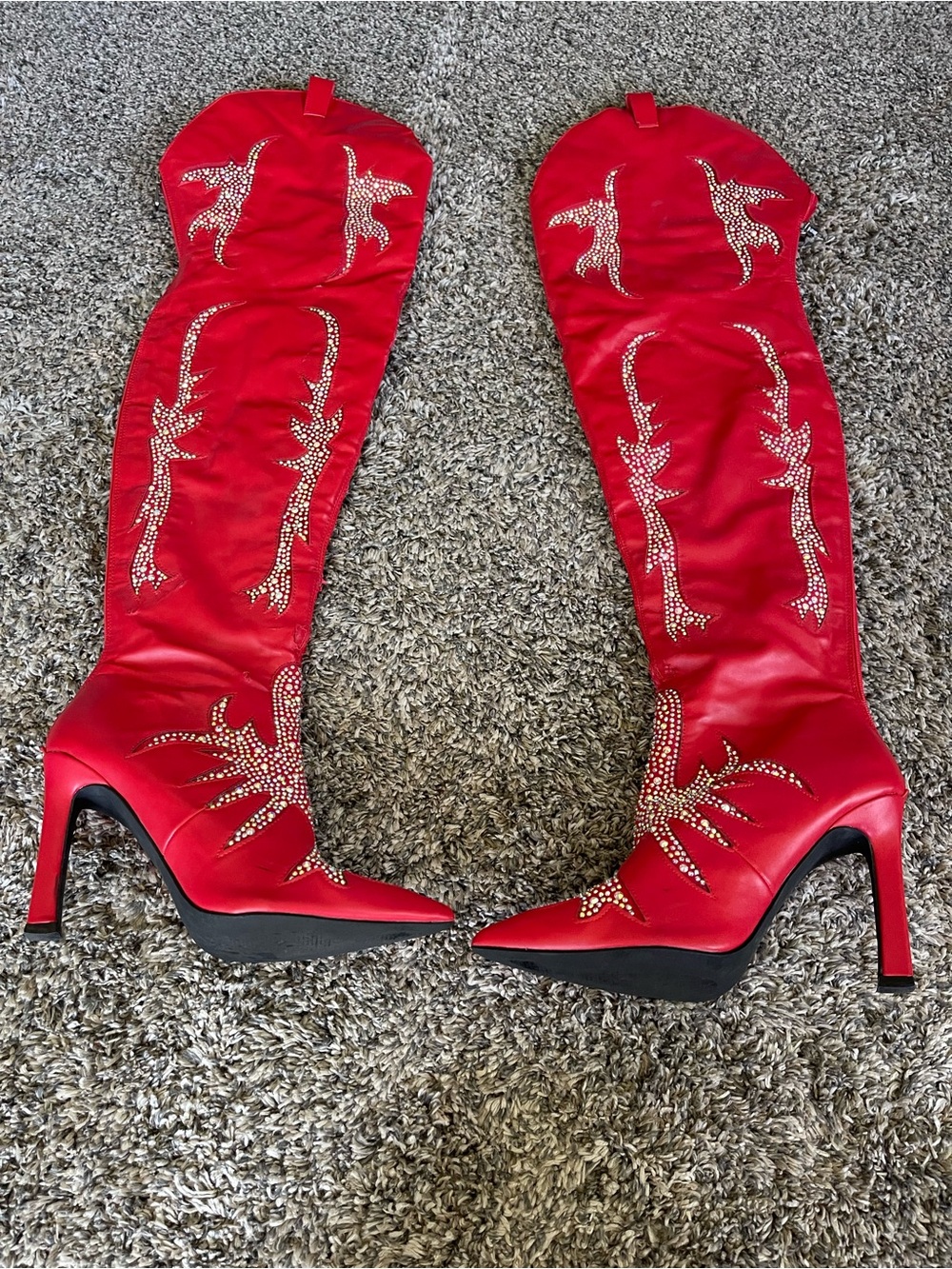 Cape Robbin Red Embellished Over-the-Knee Western Boots